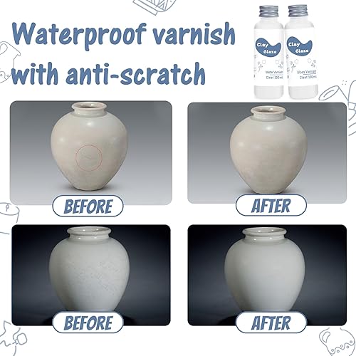 Miniatura 11 de Esmalte de arcilla seca al aire, barniz de arcilla para secado al aire, barniz acrílico transparente para cerámica artesanal impermeable y acabado