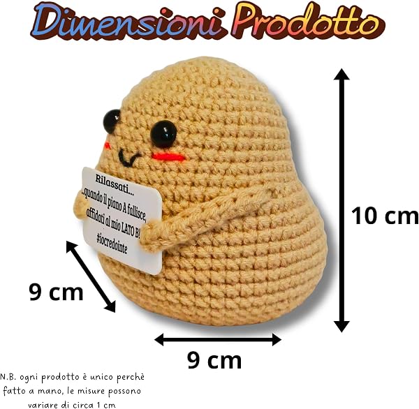 Patata Positiva italiano – regalo amica – portafortuna – peluche - regalo simpatico da Scrivania – Patate positive - Idea regalo motivazionale, regalo divertente per Amici, colleghi, Famiglia. - 3
