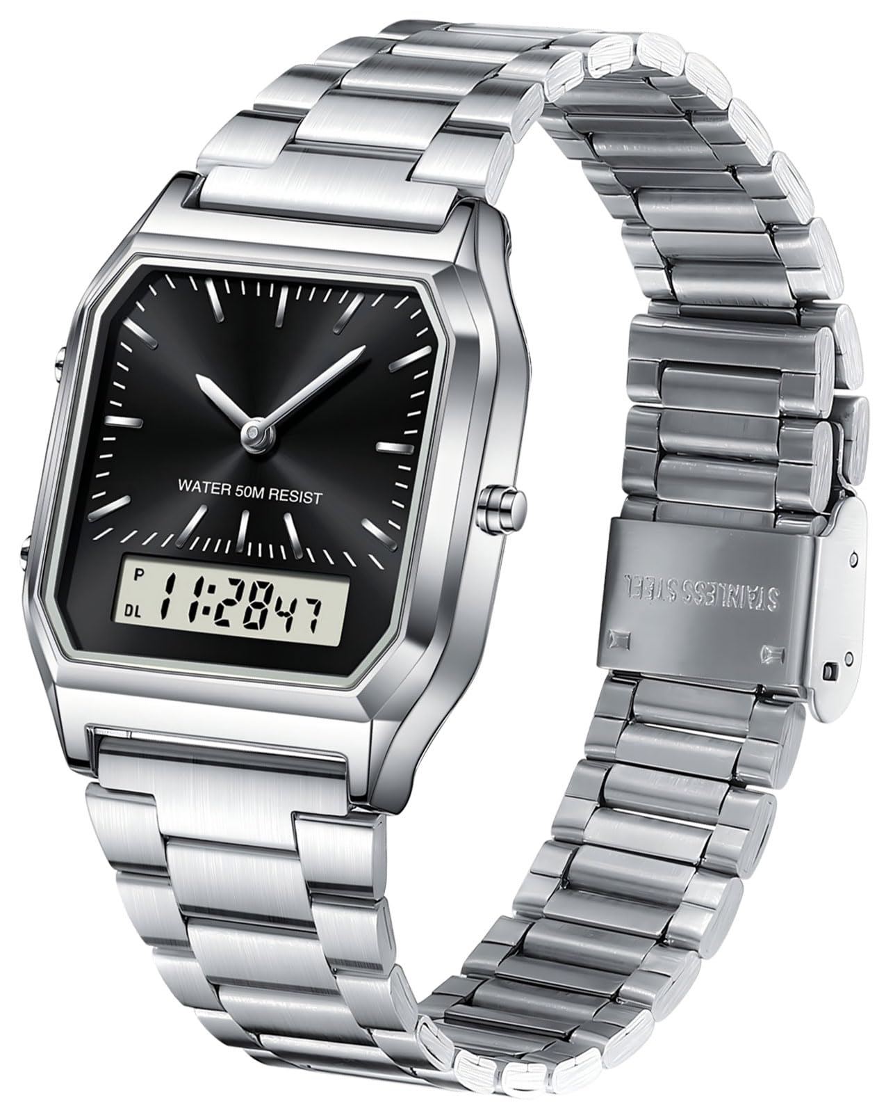findtime Unisex Armbanduhr Analoge Digitale Retro Uhr Herren Damen Quarzuhr Wasserdicht Beleuchtung mit Datum Alarm Stoppuhr Herrenuhr Damenuhr Vintage Elegant Uhren