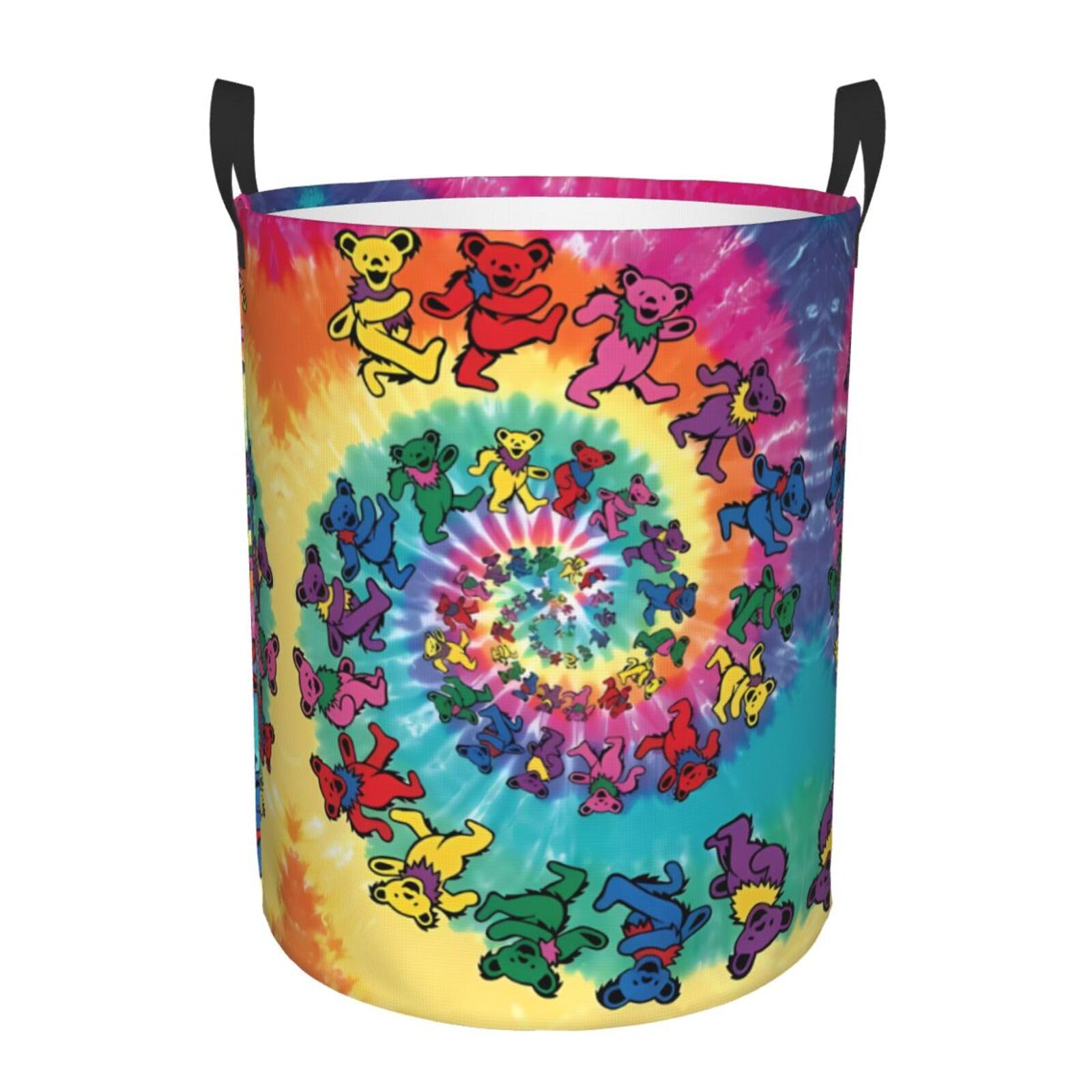 M Collapsible Dancing thanksgiving bear Print Circular Hamper Round