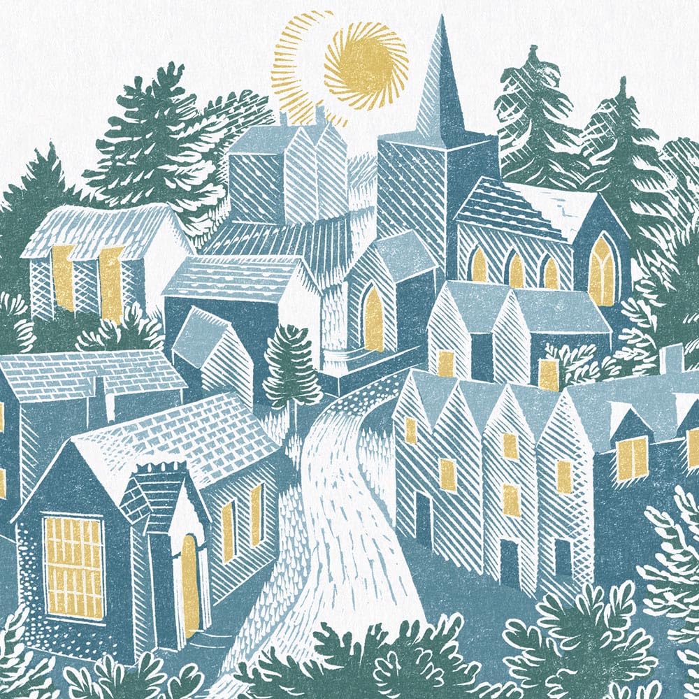 V&A Ravilious Village by Eric Ravilious Pack of 5 Christmas Cards, Multi, 163 x 163mm