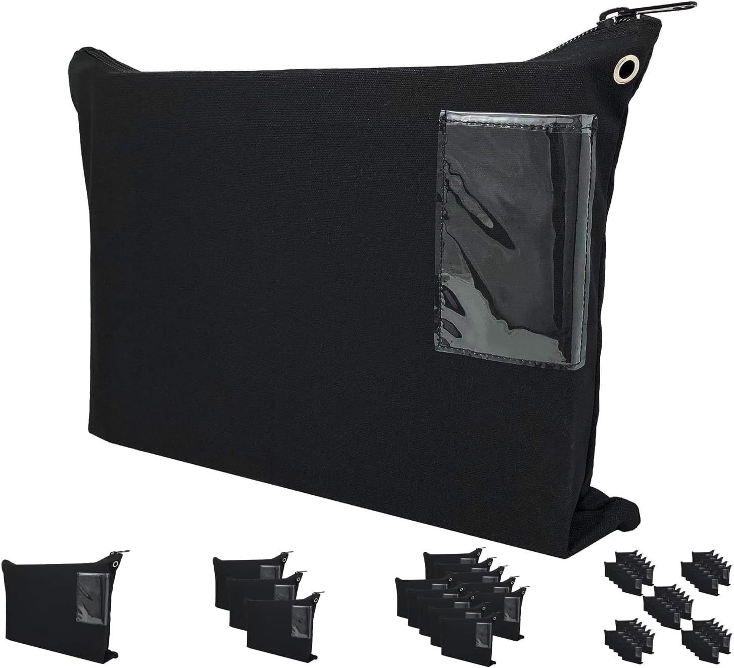 NextClimb Interoffice Mailer Canvas Transit Sack Extra Strong Zipper Bag (18" x 14", Black 1-Pack), Black 1-Pack, 18" x 14", Professional
