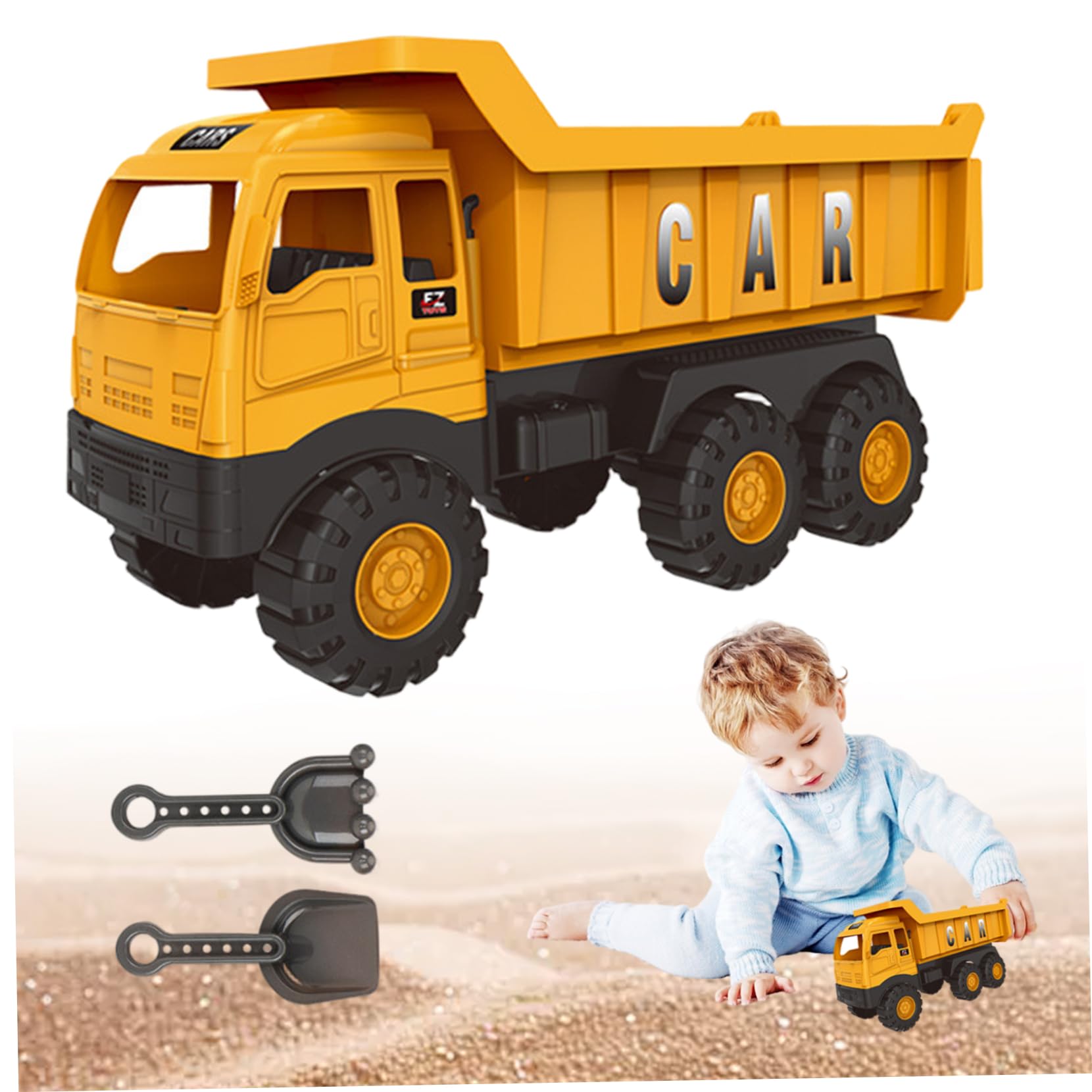 Camiones con Caja de Arena, vehículos de construcción de Juguete de plástico, Juguete de Arena para Playa al Aire Libre, Ideal para niños pequeños de 3, 4, 5, 6, 7 y 8 años