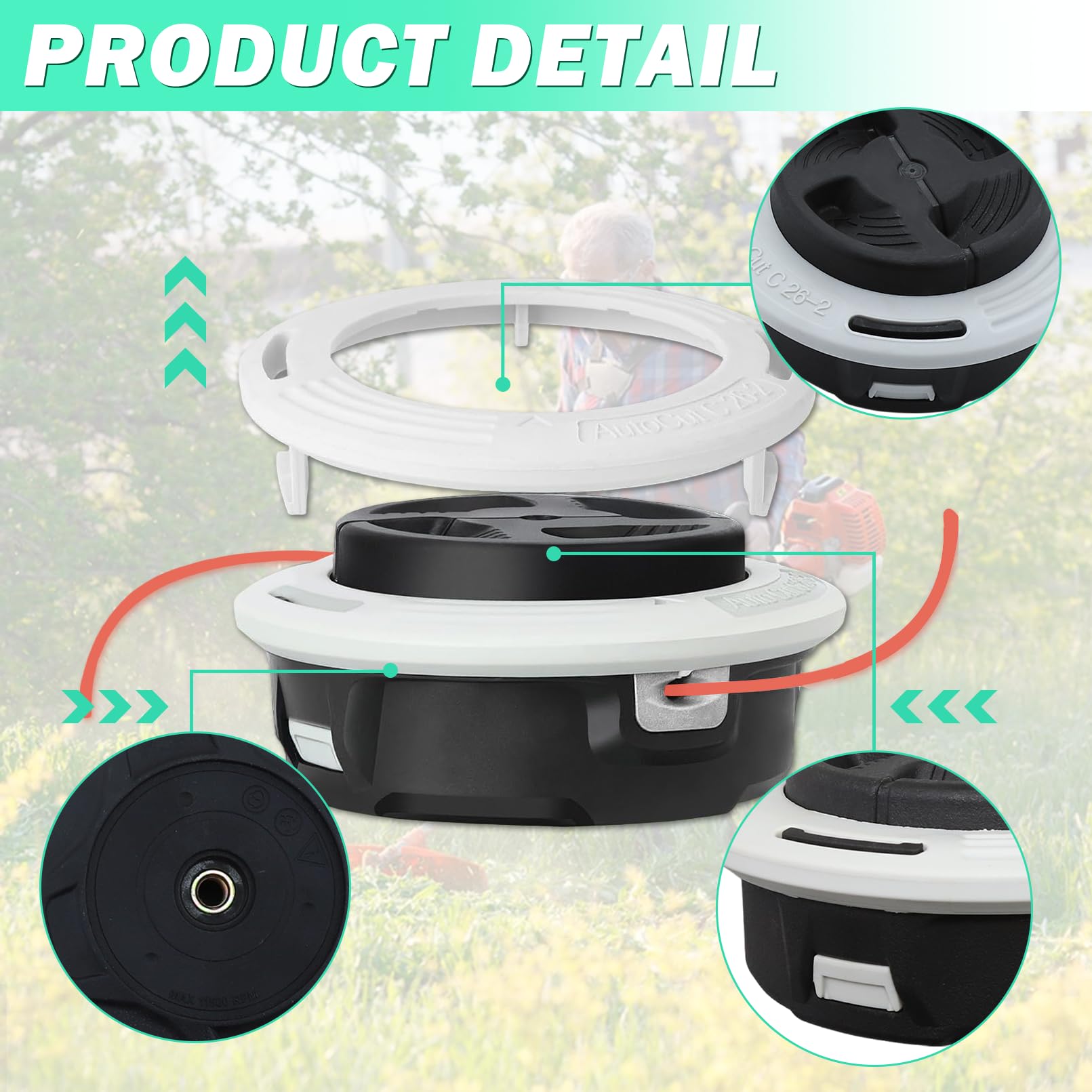 3 cabezales de corte para Stihl C26-2 Autocut, cabezal de recortador ADEFOL para Stihl FS55 FS56 FS70 FS80 FS85 FS87 FS89 FS90 FS91 FS94 FS111 FS120 FS131 FS240 desbrozadora Autocut C 26-2 Repuestos