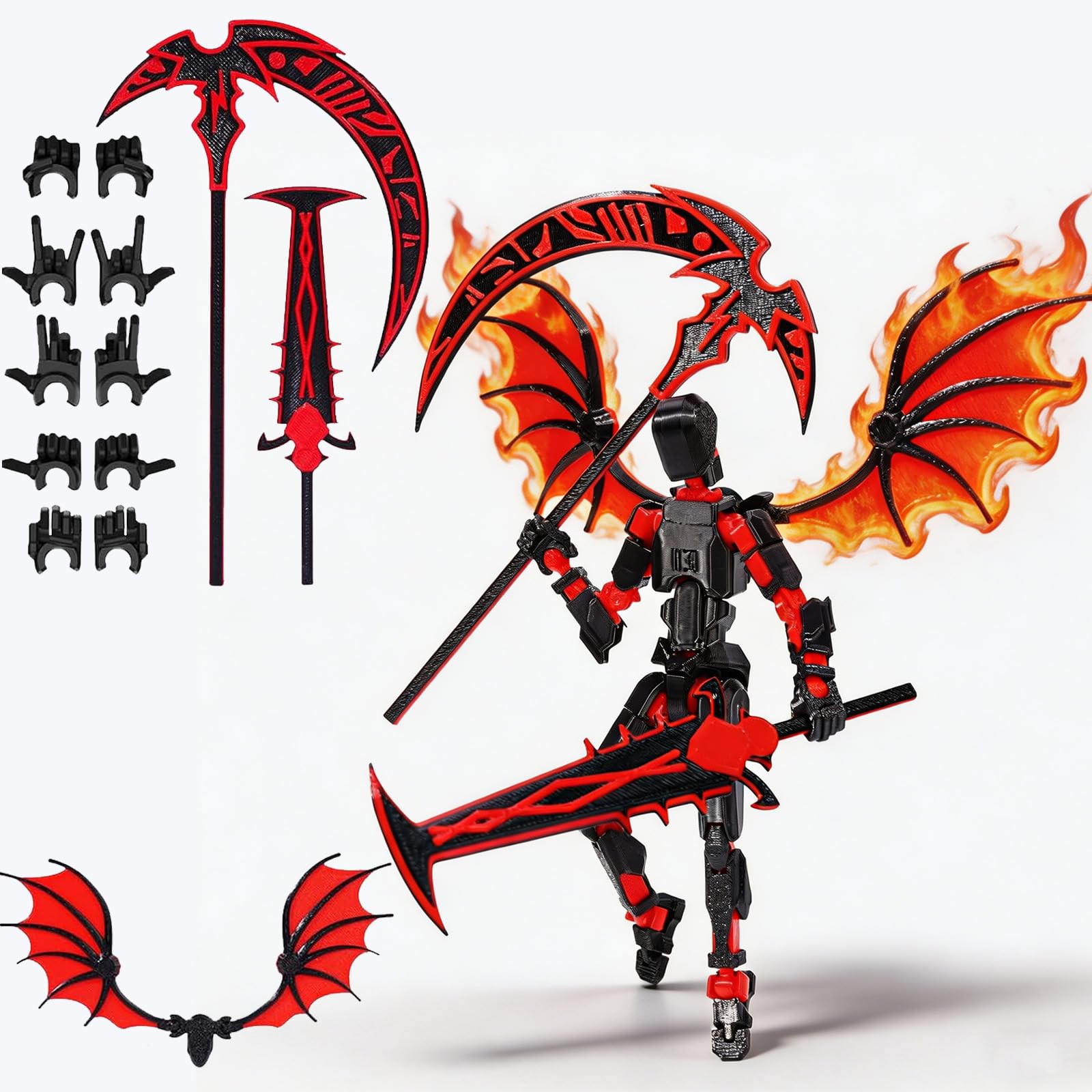 T13 Action Figures | T13 Action Figure Set (Assembly Completed) | Multi Joint Movable Dummy 13 With 2 Cold Weapons and 6 Hands And 1 Wings | Can Be Used for Birthday Gifts And Desktop Decorations