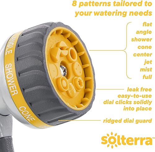 Miniatura 21 de Solterra: boquilla de manguera de jardín ajustable con 8 patrones, multiestampado, Gris