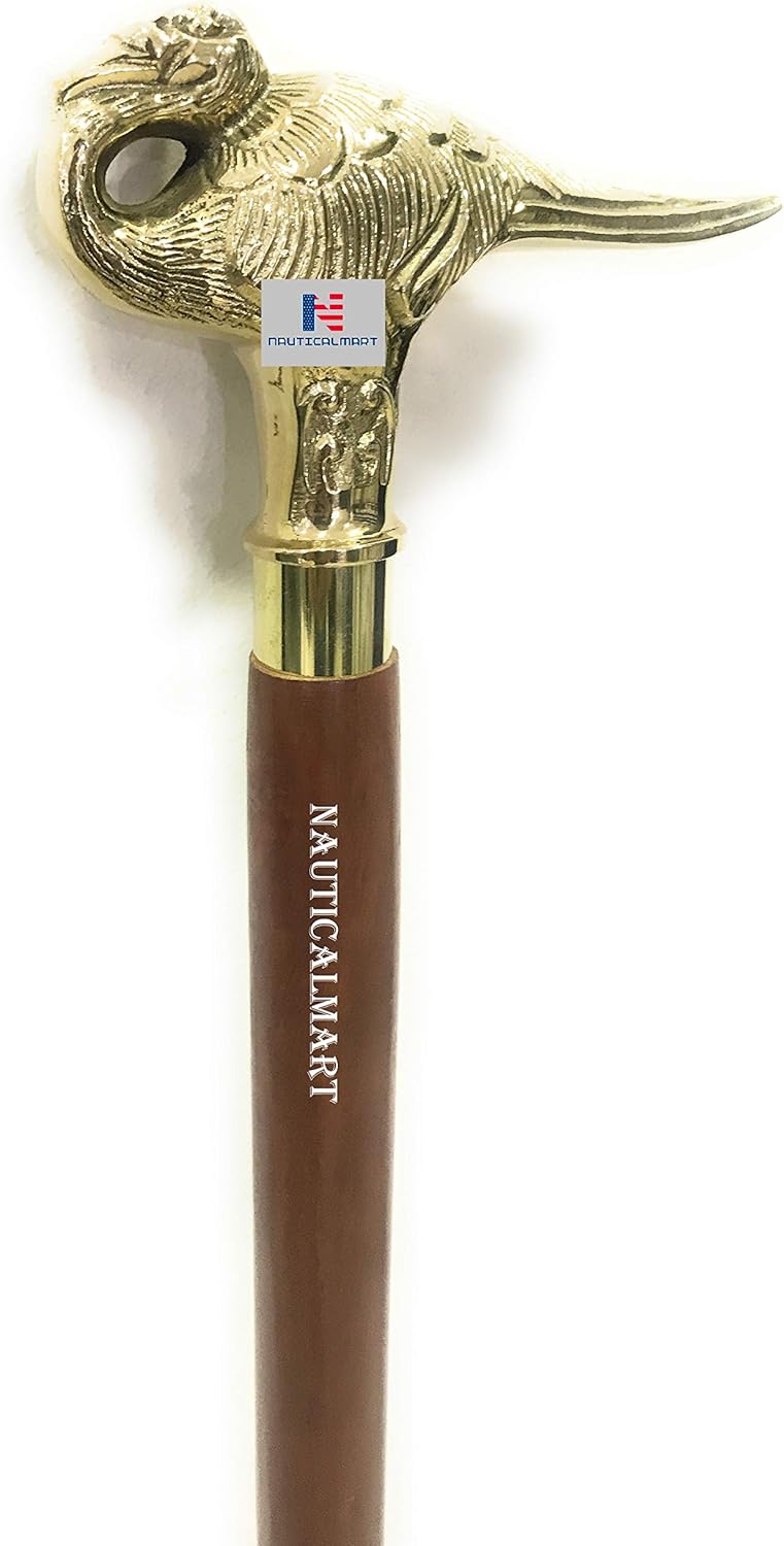 Brass Swan Walking Stick Brown Beechwood Shaft | Agatha Christie's Poirot Cane | Vintage Gift