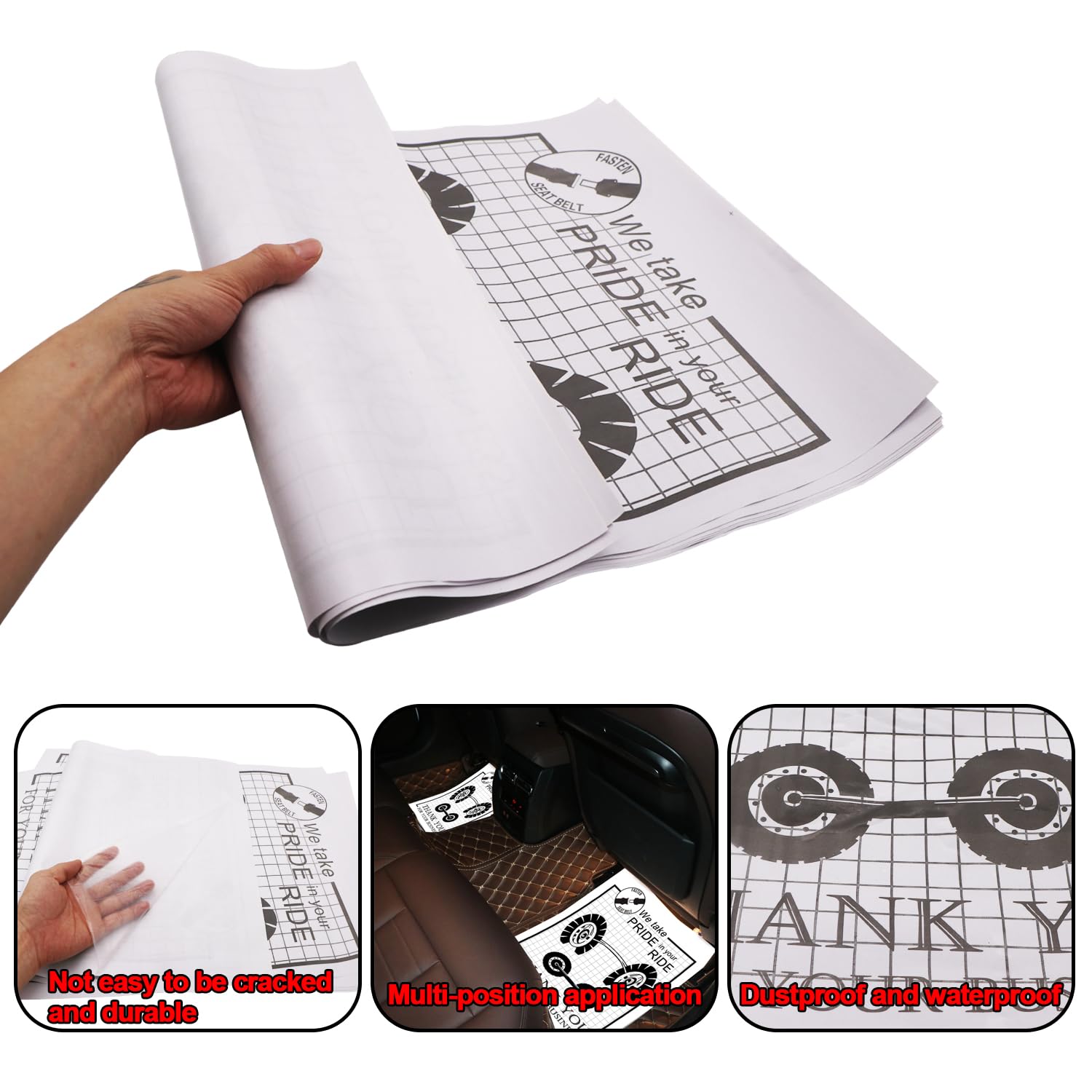 RUENXG 100-Pack Disposable White Paper Car Floor Mats 19x15 Inch Universal Fit Auto Floor Protectors for Car Wash — view 4