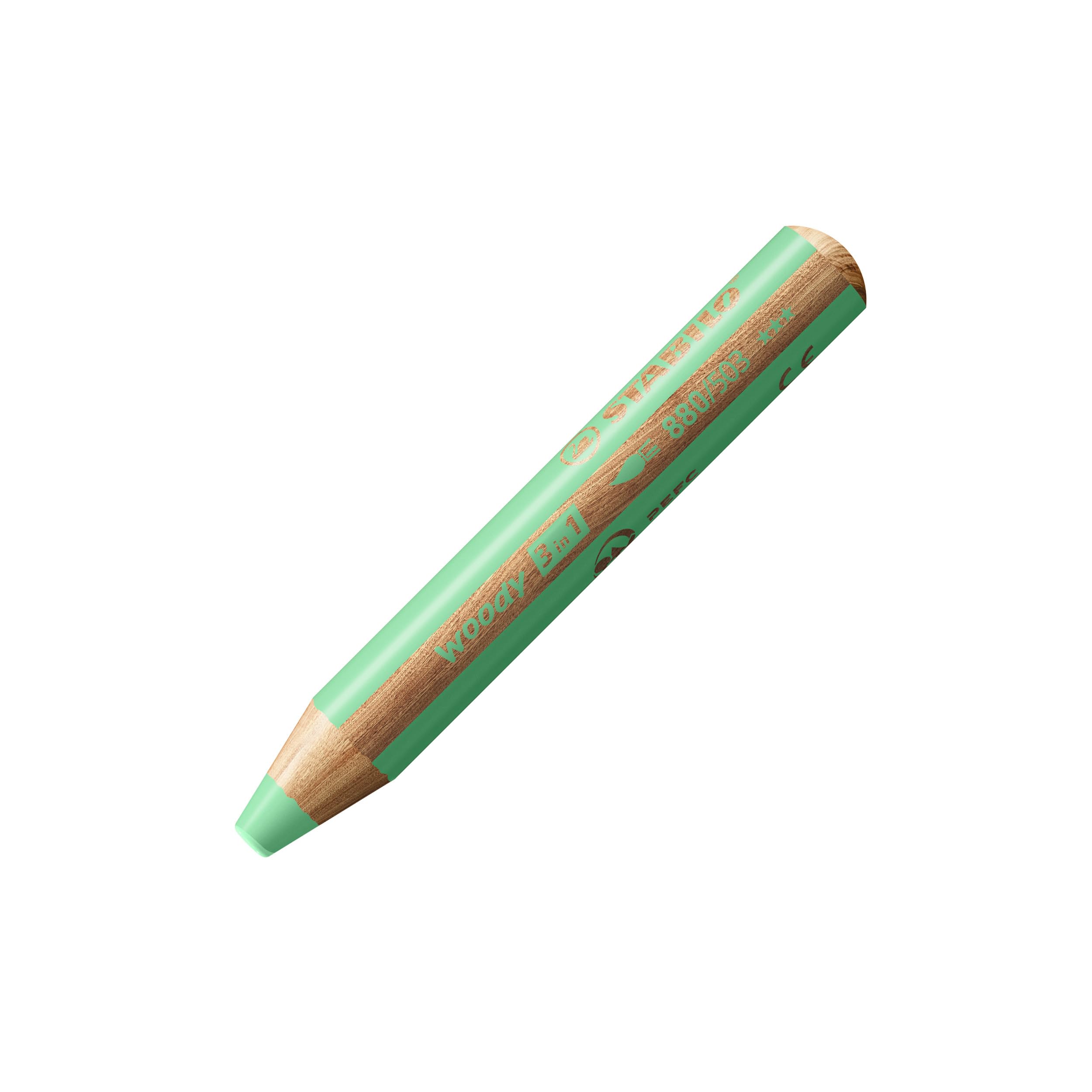 STABILO Multi-Talented Pencil woody 3 in 1 - Pack of 5 - Pastel Green