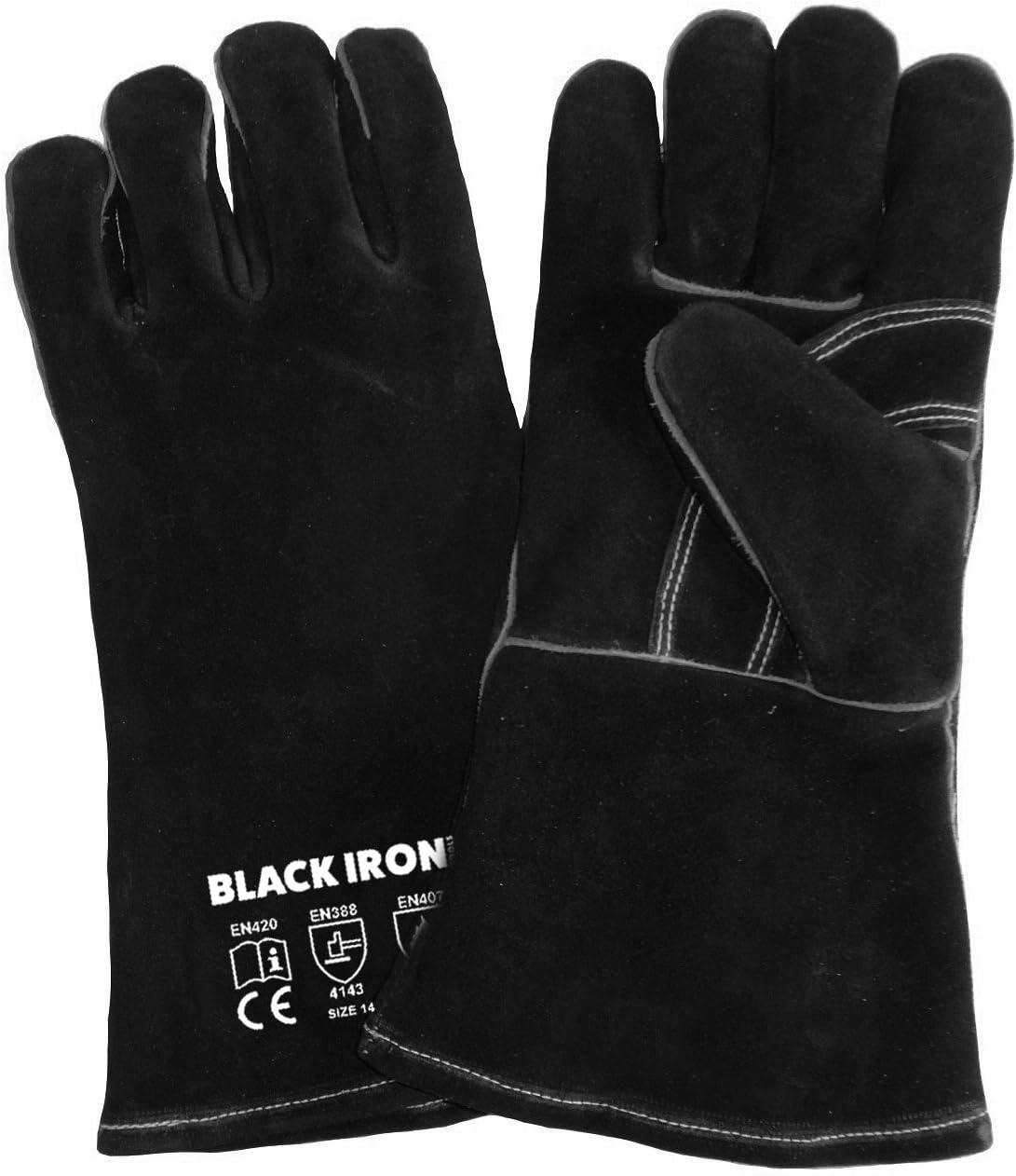 Attican Black Iron Welding Gloves Black, 14 Inch
