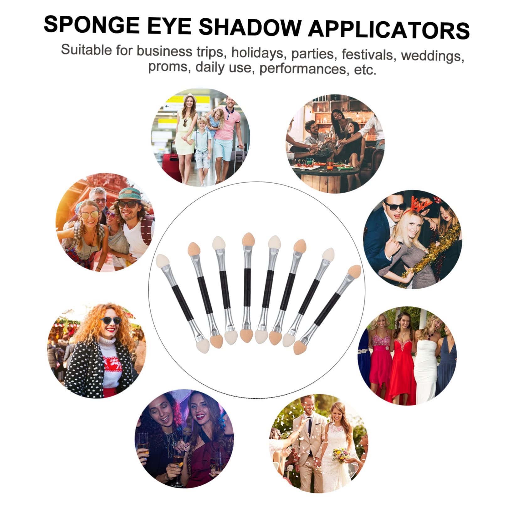 Housoutil Eye Shadow Brushes 60 Pcs Eye Shadow Stick Concealer Highlighter Reusable Sticker Gel Eyeliner Eyeshadow Mini Makeup Cosmetic Mascara Kit Double Primer Makeup Brush Puff Eyebrow Plastic