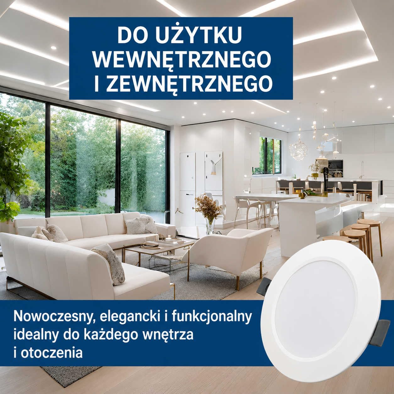Sigmaled Lighting 6x Oprawa LED wpuszczana 18W 1850lm, IP44 do wnętrz i na zewnątrz pod zadaszeniem, 3000K 4000K 6000K, ultra cienka do karton-gipsu, otwór Ø187-210 mm, 220-230V