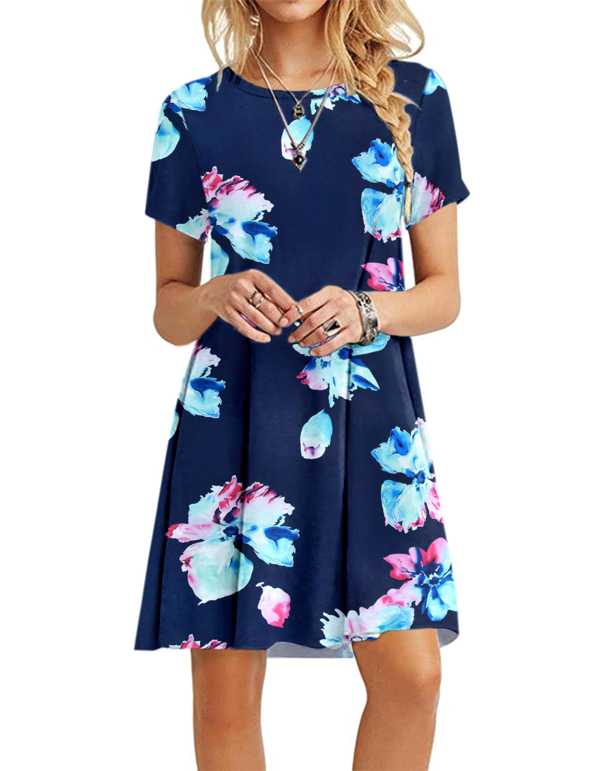 MOLERANI Women's Casual Plain Simple T-Shirt Loose Dress