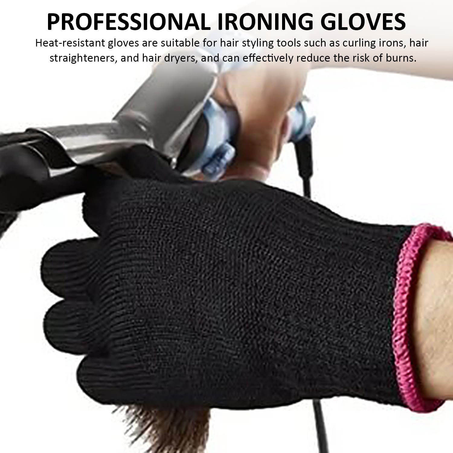 1 Paire De Gants Résistants à La Chaleur Avec 2 Pinces à Cheveux, Gants Résistants à La Chaleur, Gants De Repassage Professionnels, Coiffure, Outils De Coiffure, Noir