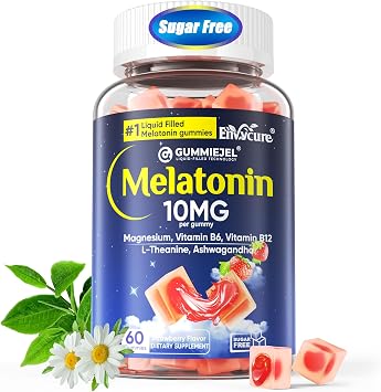 EnvyCure Melatonin Gummies 10mg 20mg Extra Strength Sleep Aid for Adults with Magnesium Glycinate 100mg, L-Theanine, Ashwagandha, B6, B12 Deep Relaxation, Sugar Free 60 Cts