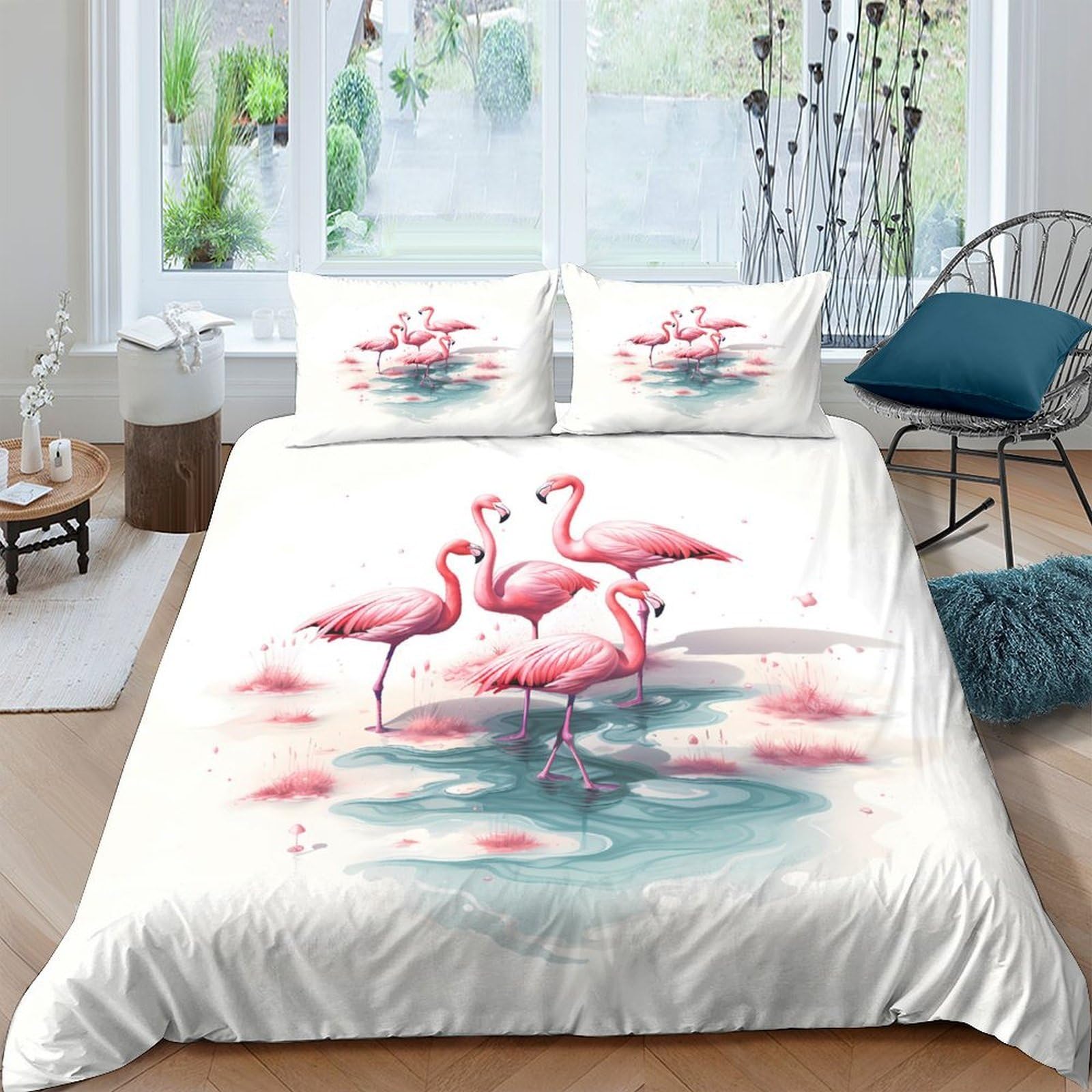 Ctjqhvkz Style-5 3D Printed Pink Flamingo Fitted Sheet Microfiber Soft Bed Cover For Bedroom Guest Room Dorm Mattress Decor Single（135X200cm）