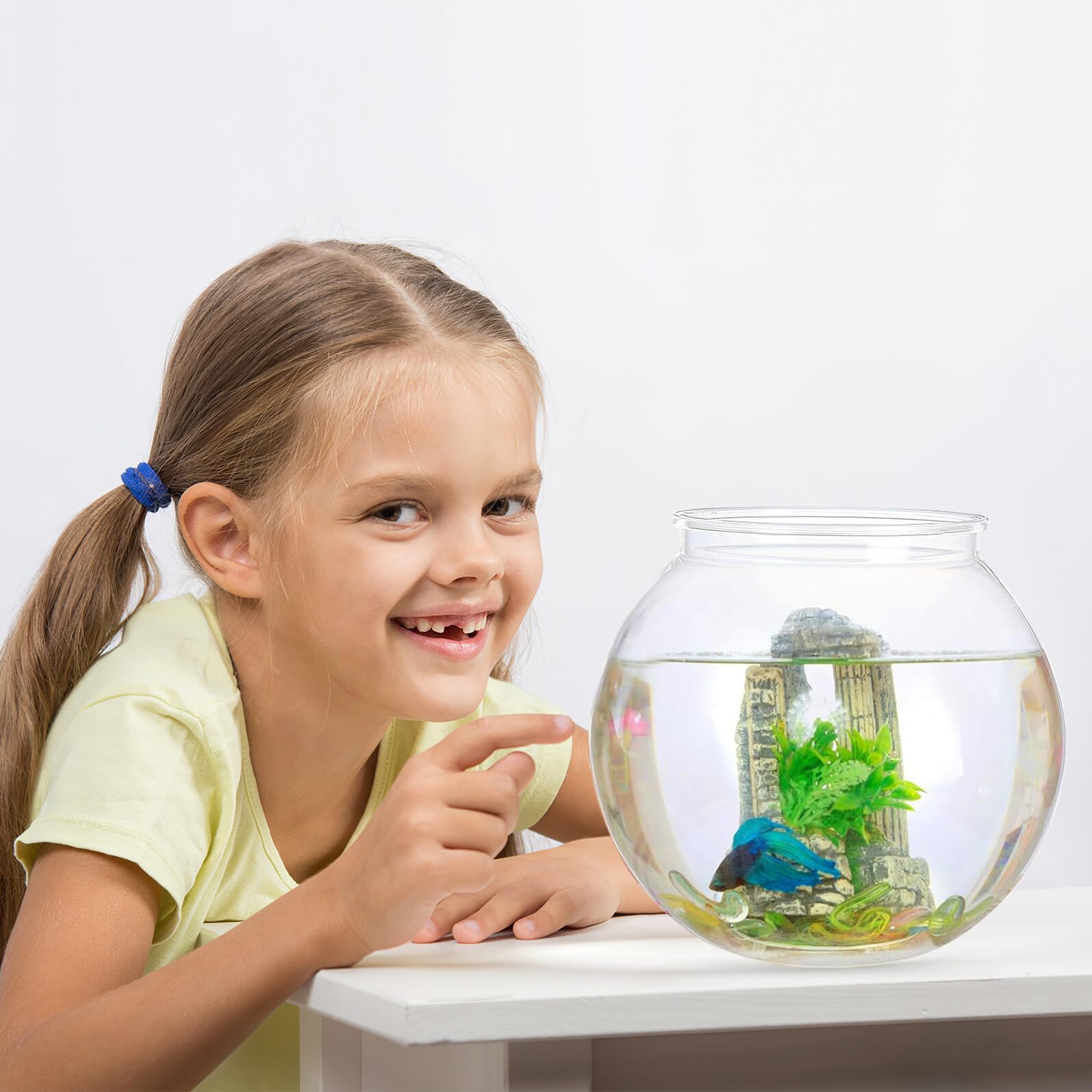 VANZACK Bocal à Poissons Rouges Plastique Transparent Bocal Rond Résistant Aux Chocs pour Décoration Intérieure Et Bureau