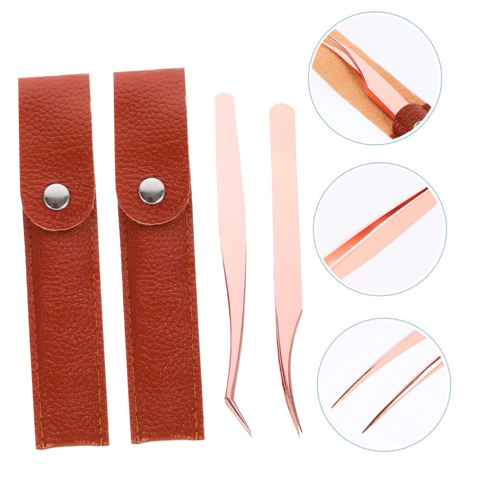 Healeved 12pezzi Pinzette Per Extension Ciglia Acciaio Inossidabile Include Pinzette Forma Di Delfino e Curva Confezione Elegante Rosa Per Makeup e Applicazione Ciglia Falsi