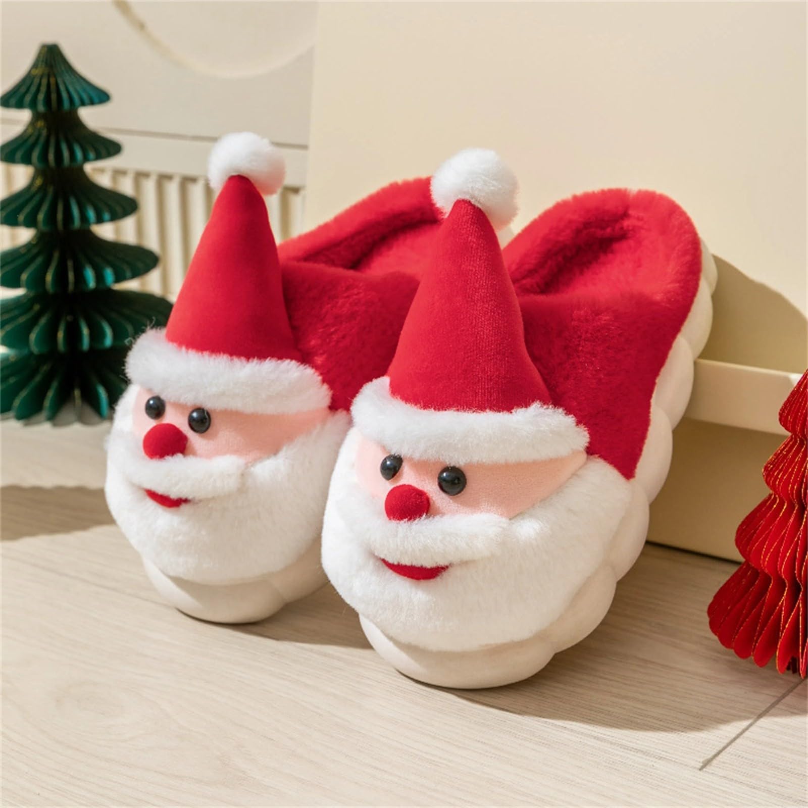 Pantuflas de felpa para mujer, diseño de dibujos animados, para invierno