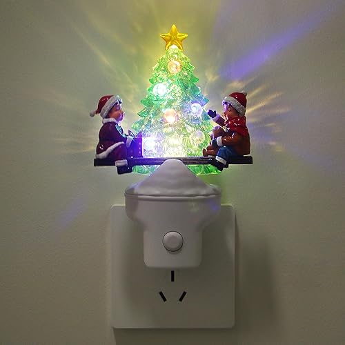 Miniatura 34 de Luz nocturna de Navidad enchufable a la pared, luz nocturna de agua con purpurina con opciones USB/tomacorriente, luz nocturna decorativa de
