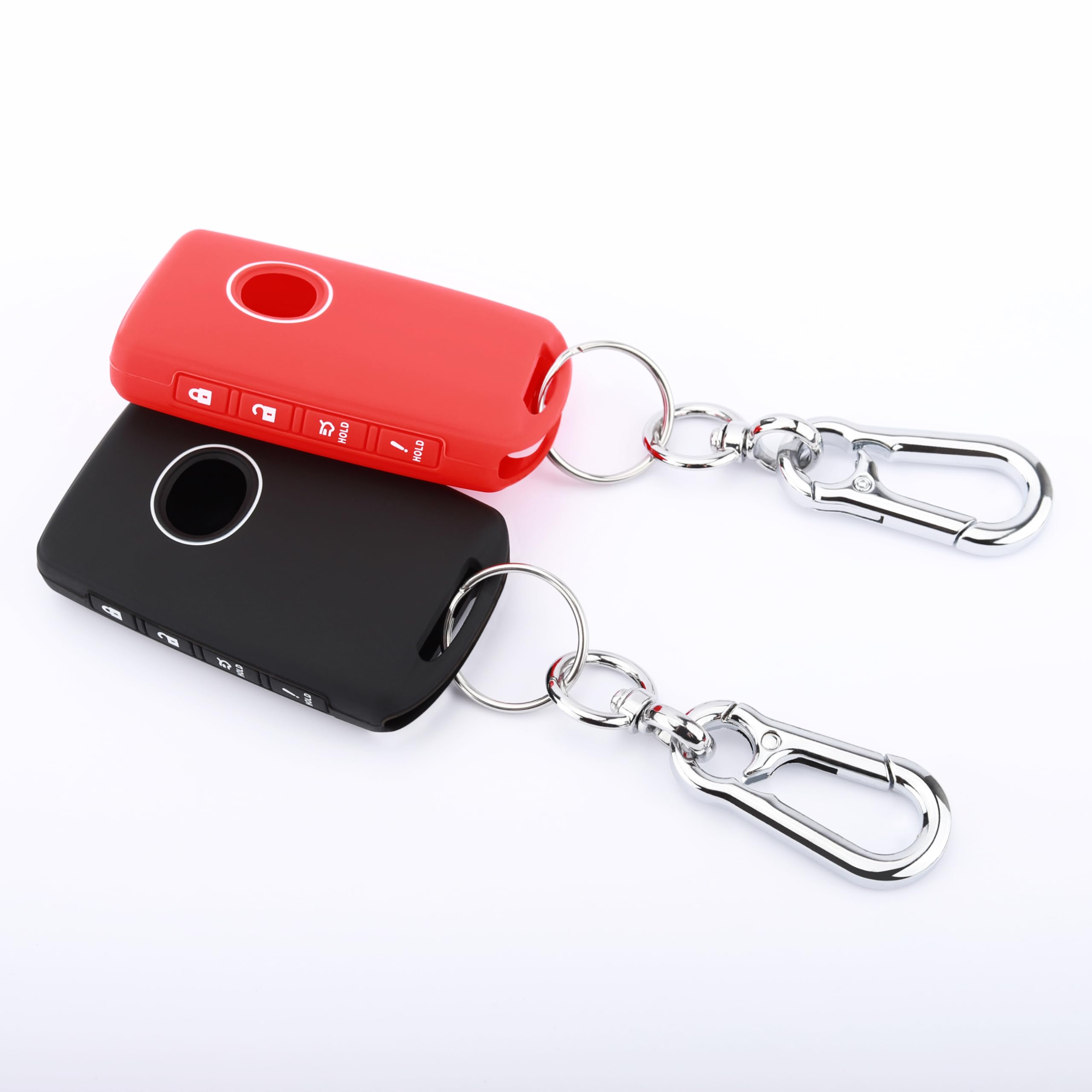 TANDRIVE Key Fob Cover Compatible with 2026 2025-2019 Mazda CX-5 CX-30 CX-50 CX70 CX90 3 6 CX-9 MX-5 Miata, Silicone, 4-Button, 2-Pack, Black and Red
