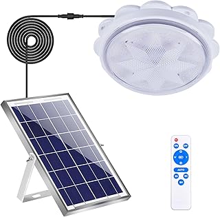 MEIHONG Solar Ceiling Light, Porch Ceiling Light with Remote, Dimmable S...