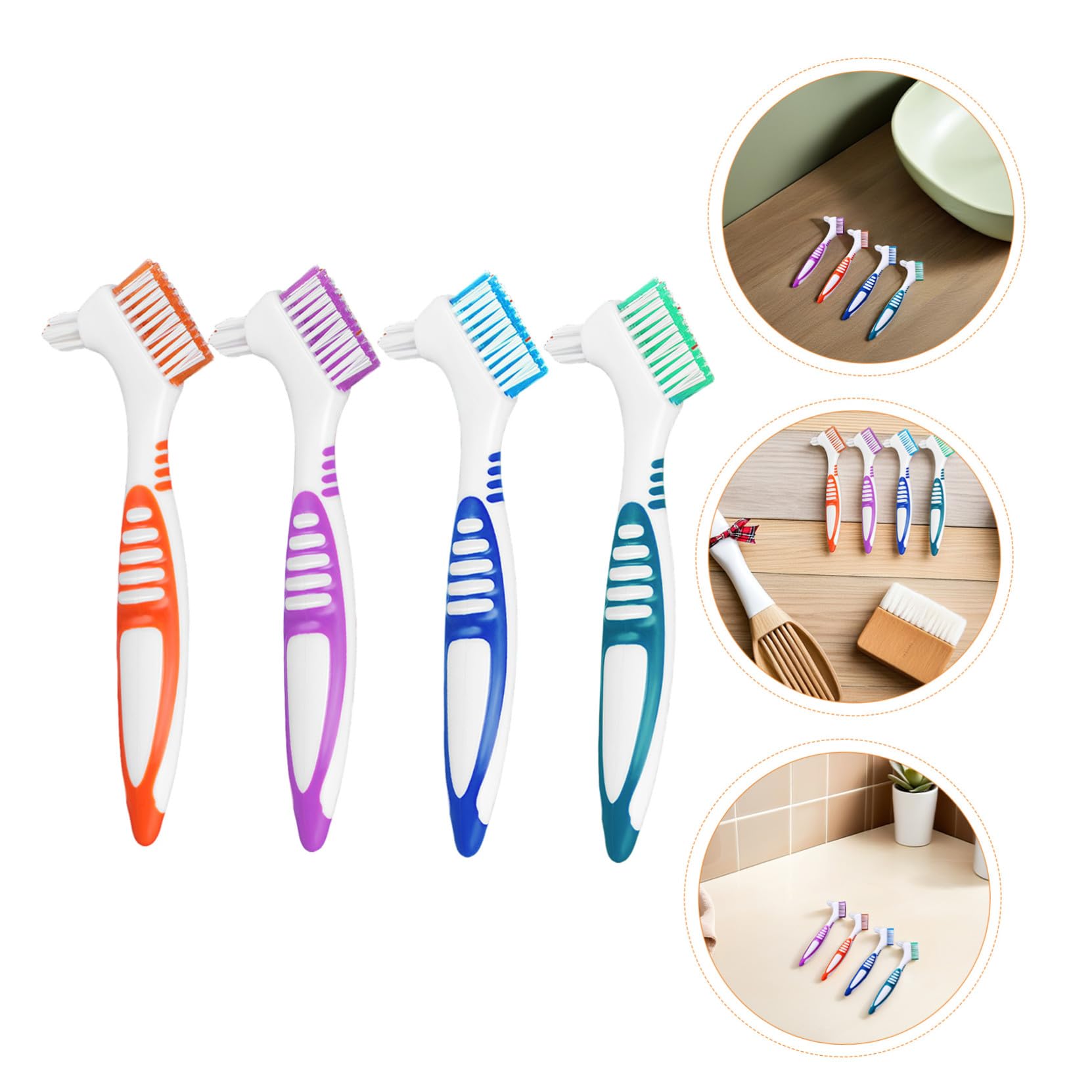Hohopeti 12 Piezas Cepillo para Dientes Postizos Cepillo Doble Cara para Limpieza Profunda Prótesis Dental Ergonómico para Mayores y Aparatos Ortodónticos