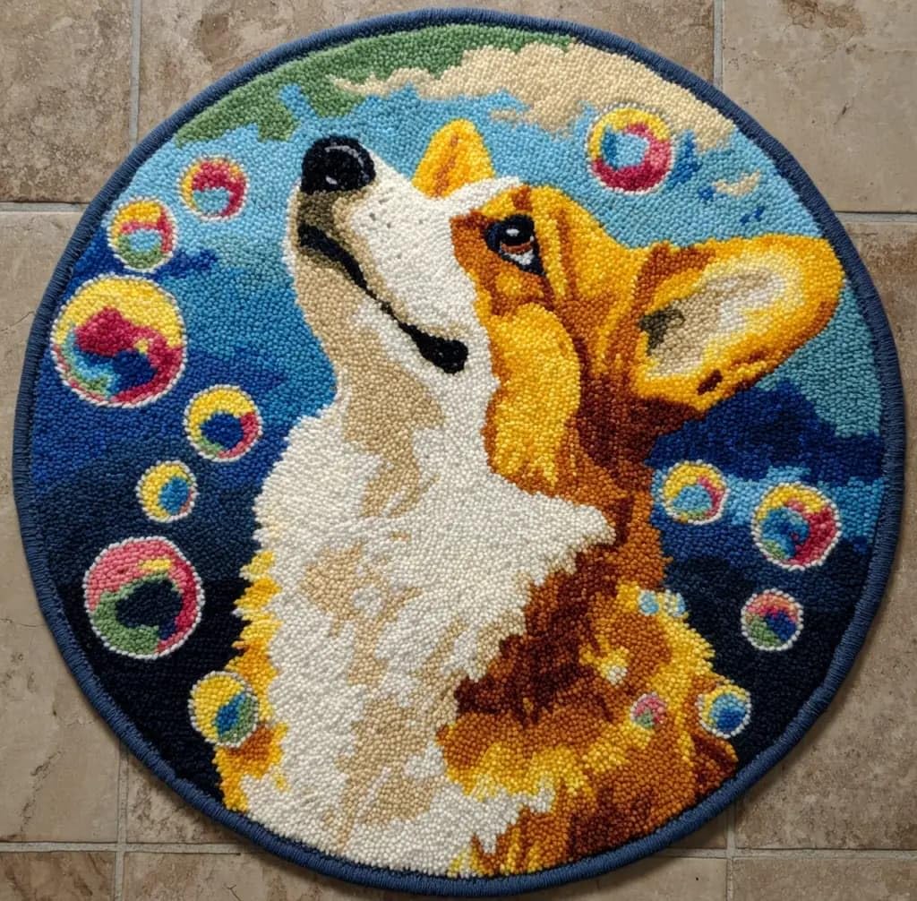 Kitquiver Latch Hook Rug Kit,Corgi 50X 50Cm