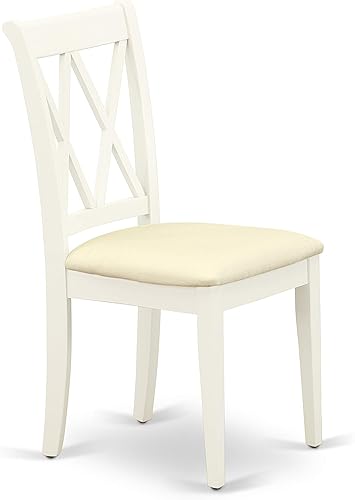 Miniatura 5 de East West Furniture CLC-LWH-C Clarksville Sillas de comedor de cocina - Sillas tapizadas de madera de lino de tela, juego de 2, color blanco lino