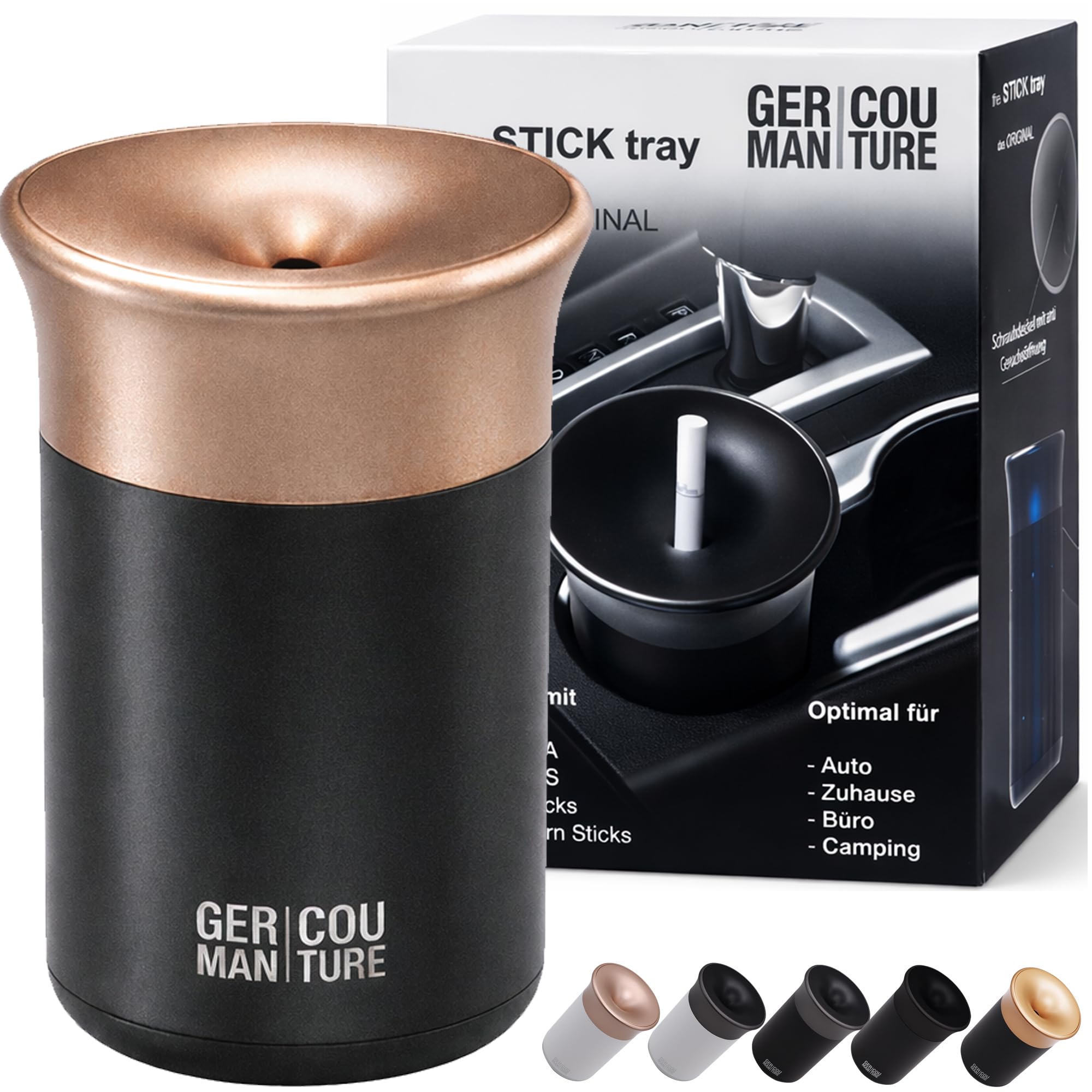 Stick-Tray Ashtray Compatible with Heets and Iqos Accessories Duo Iluma Terea Glo Neo-Sticks for Car Office Home (Black/Gold)