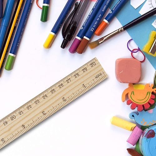 Miniatura 8 de Utoolmart 2 reglas rectas de madera, regla de escala de doble cara de 6 pulgadas, herramienta de medición para ingeniería, arquitecto de oficina y