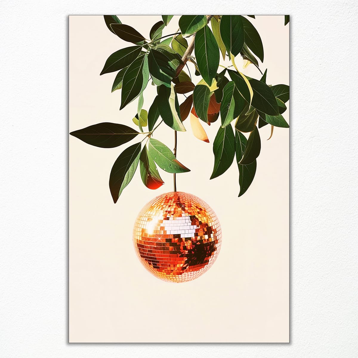 Disco Oranges Art Canvas, Glam Disco Ball Oranges Poster, Preppy Botanical Fruit Canvas Wall Art, Funky Kitchen Picture for Wall, Trendy Bar Cart Wall Art Decor, Dorm Wall Decor 16x24in Unframed