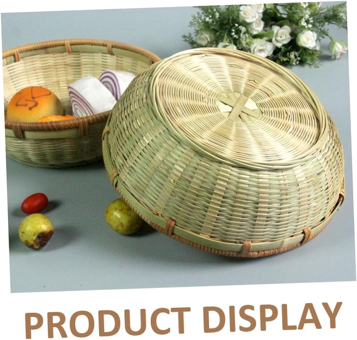 Bread and Bun Storage Basket Set, Hand-woven Kitchen Organizer with Drainage, 3pcs Colored Serving Baskets for Home and Food Storage