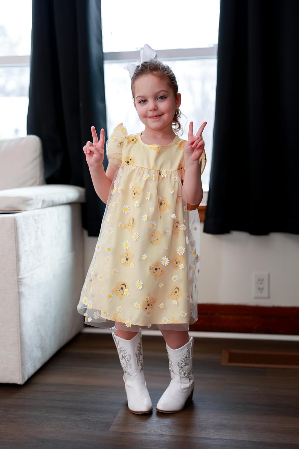 Disney Frozen Elsa Minnie Princess Winnie Girl Dress Ruffle Short Sleeve Tulle Skirt Summer Clothes Kids Outfit Baby/Toddler - Image 7