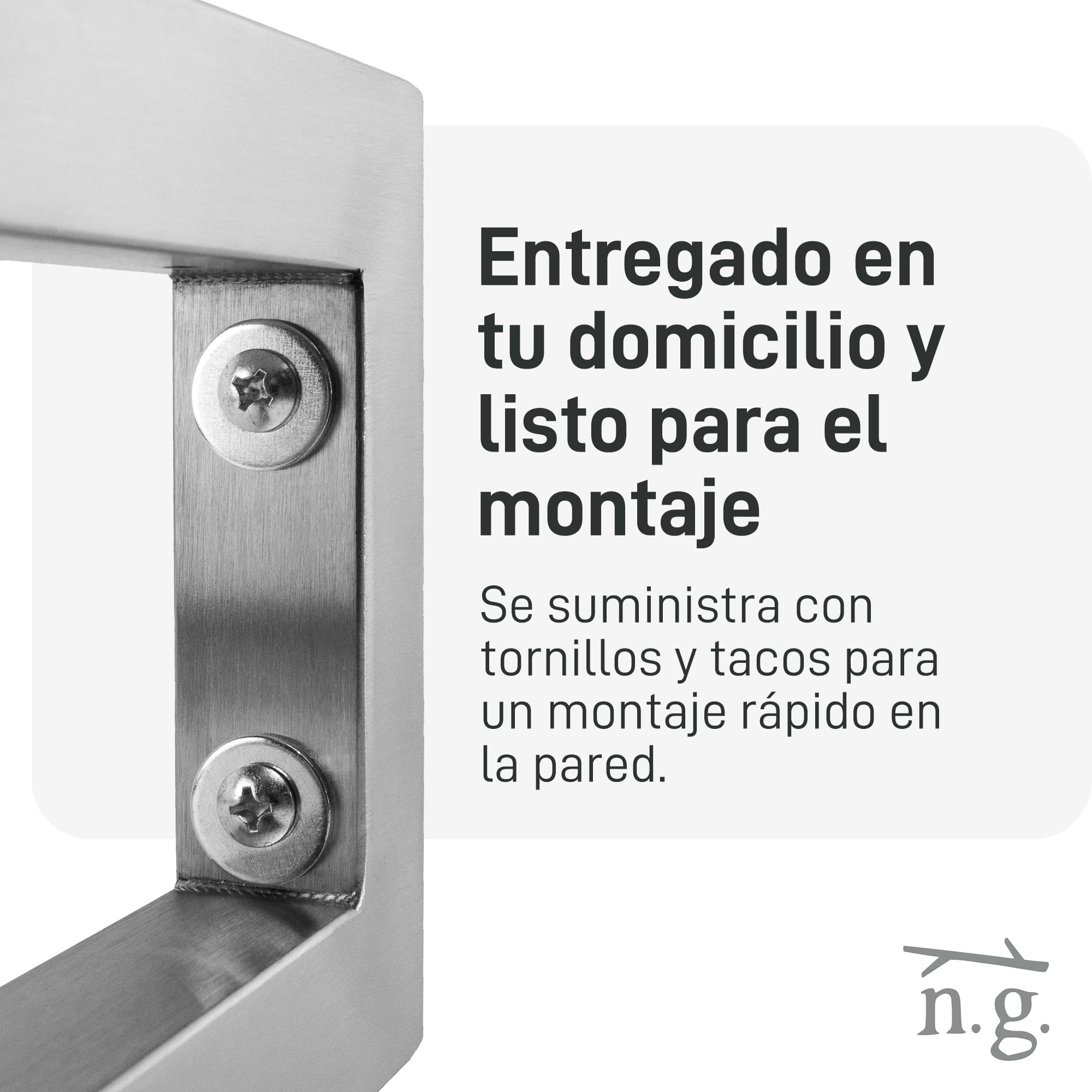 Natural Goods Berlin 2X Escuadras para Estanterías Rectangular | Soporte para Estante de Pared y Lavabo | Montaje en Pared Sencillo | Soporte de Acero Inoxidable | Toalleros de Baño | 300 mm