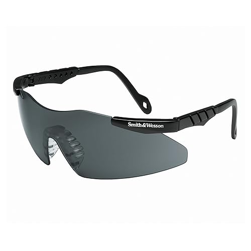 KLEENGUARD Smith & Wesson Magnum 3G Mini gafas de seguridad (19824), montura negra, lente ahumada, 12 paresestuche