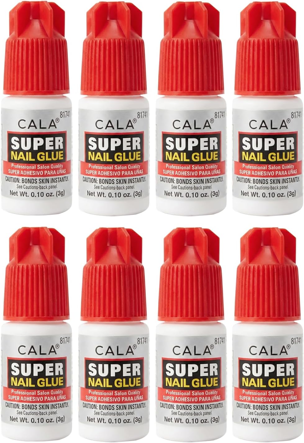 CALA Super Nail Glue – Professional Quick Dry Nail Glue Adhesive for False Nails, Tips & Art Accessories – Salon Quality Strong Hold for Natural Nail Repair (Pack of 8)