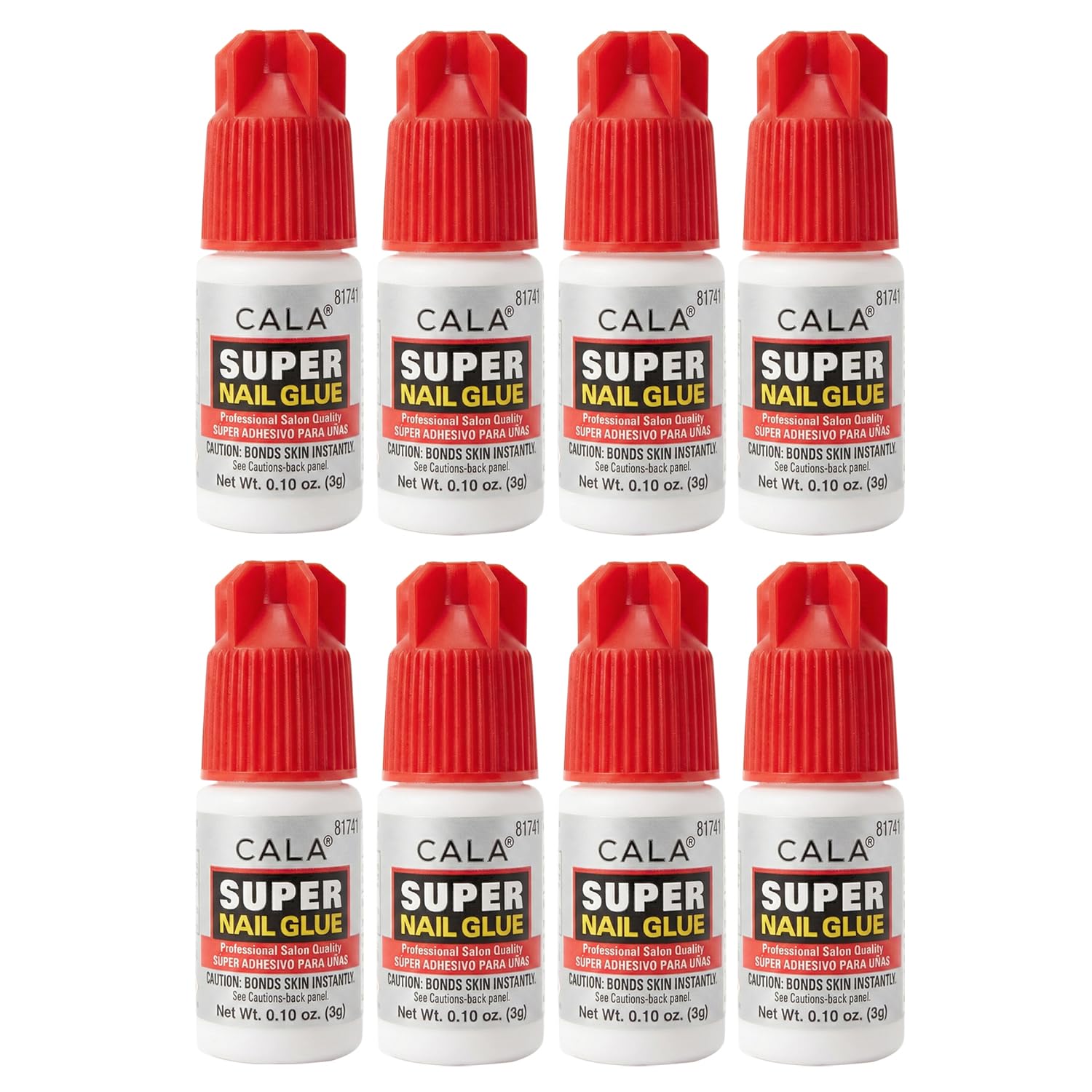 CALA Super Nail Glue – Professional Quick Dry Nail Glue Adhesive for False Nails, Tips & Art Accessories – Salon Quality Strong Hold for Natural Nail Repair (Pack of 8)
