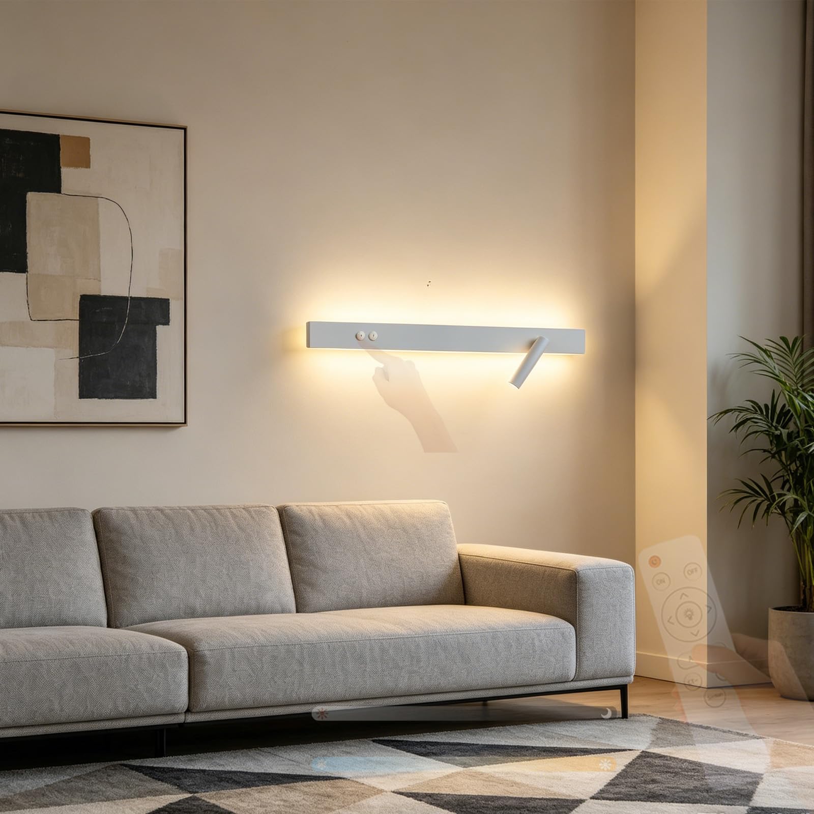 Aplique de pared LED moderno regulable de 40cm con control remoto 8