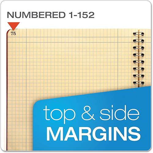 Miniatura 6 de Ampad, libro de cálculos cuadriculado 4 x 4, 76 hojas, color marfil, 11-3/4 x 9-1/4 pulgadas, 1 unidad por paquete (22-157)