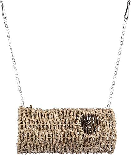 POPETPOP Túnel de hierba para hámster, casa de túnel para mascotas, centro de actividades para animales pequeños, nido de hámster tejido de paja,