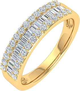 1/2 Carat Baguette and Round Shape Diamond Wedding Band Ring in 10K Gold