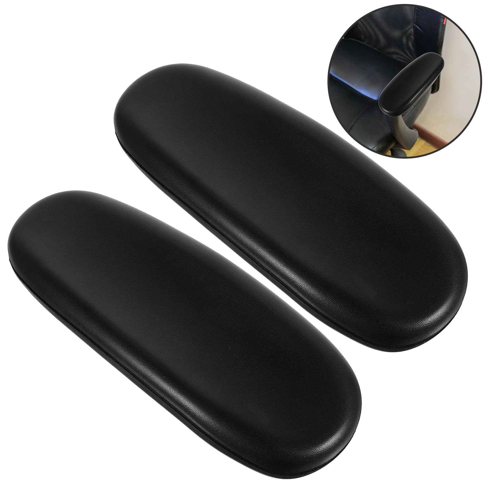 Lurrose Almohadillas y de Oficina para Giratoria Brazos Par de Silla Reposabrazos Ajustables de PU Negro a Aliviar Estrés en Cuello, 1