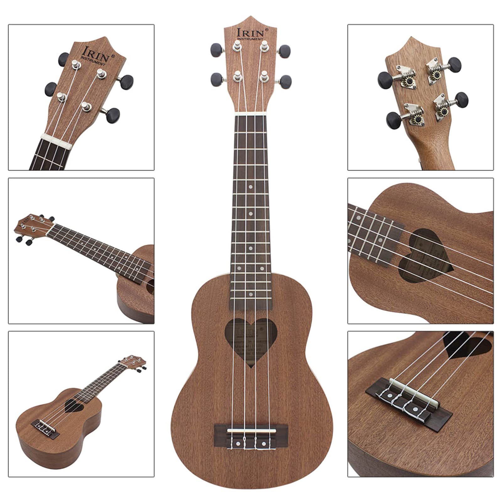 Ukulélé de concert - Petit ukulélé hawaïen - En bois brillant - Pour débutants - Ukulélés à 4 cordes