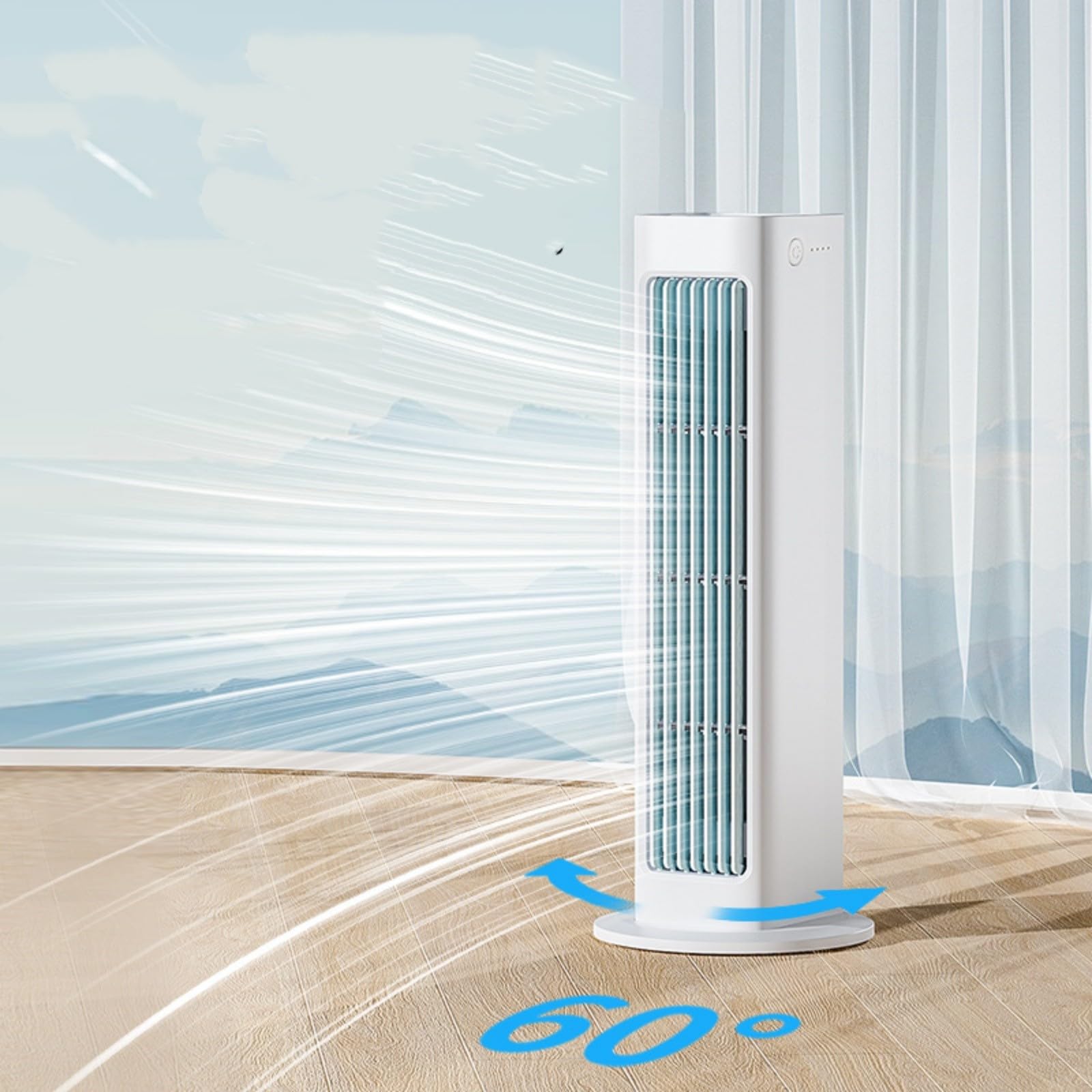 Ventilador de pared de alto rendimiento para una óptima circulación del aire con motor potente, control ajustable individualmente, ideal para salón, dormitorio y oficina, ahorro de espacio (blanco, 32