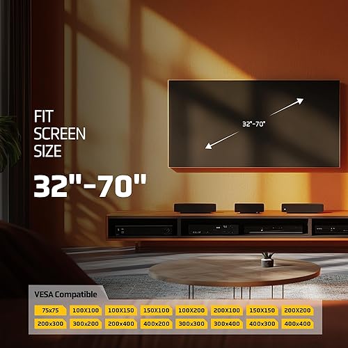 Miniatura 4 de Soporte de pared para TV ultradelgado para la mayoría de pantallas de 32 a 70 pulgadas Max Vesa 400 x 400, soporte universal para TV soporta hasta