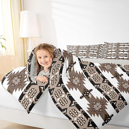 Miniatura 6 de Erosebridal Juego de edredón bohemio occidental tamaño Queen, colcha azteca, juego de ropa de cama étnica tribal con flechas decoración de país,