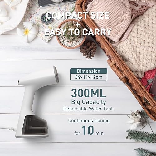 Vista 5 de Steamer for Clothes,1500W 30s Quick Heat Portable Handheld Clothes Steamer,Fabric Wrinkles Remover Garment Steamer with Smart LCD,2 in 1 Clothing