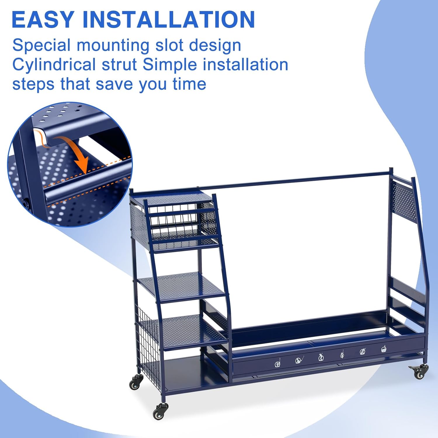 Lauren&Harold Golf Bag Organizer Garage Storage, Golf Storage Rack Stand Fits 2 Golf Bags, Golf Clubs and Other Golfing Equipment Accessories, Golf Organizer for Garage, Club, Shed, Basement