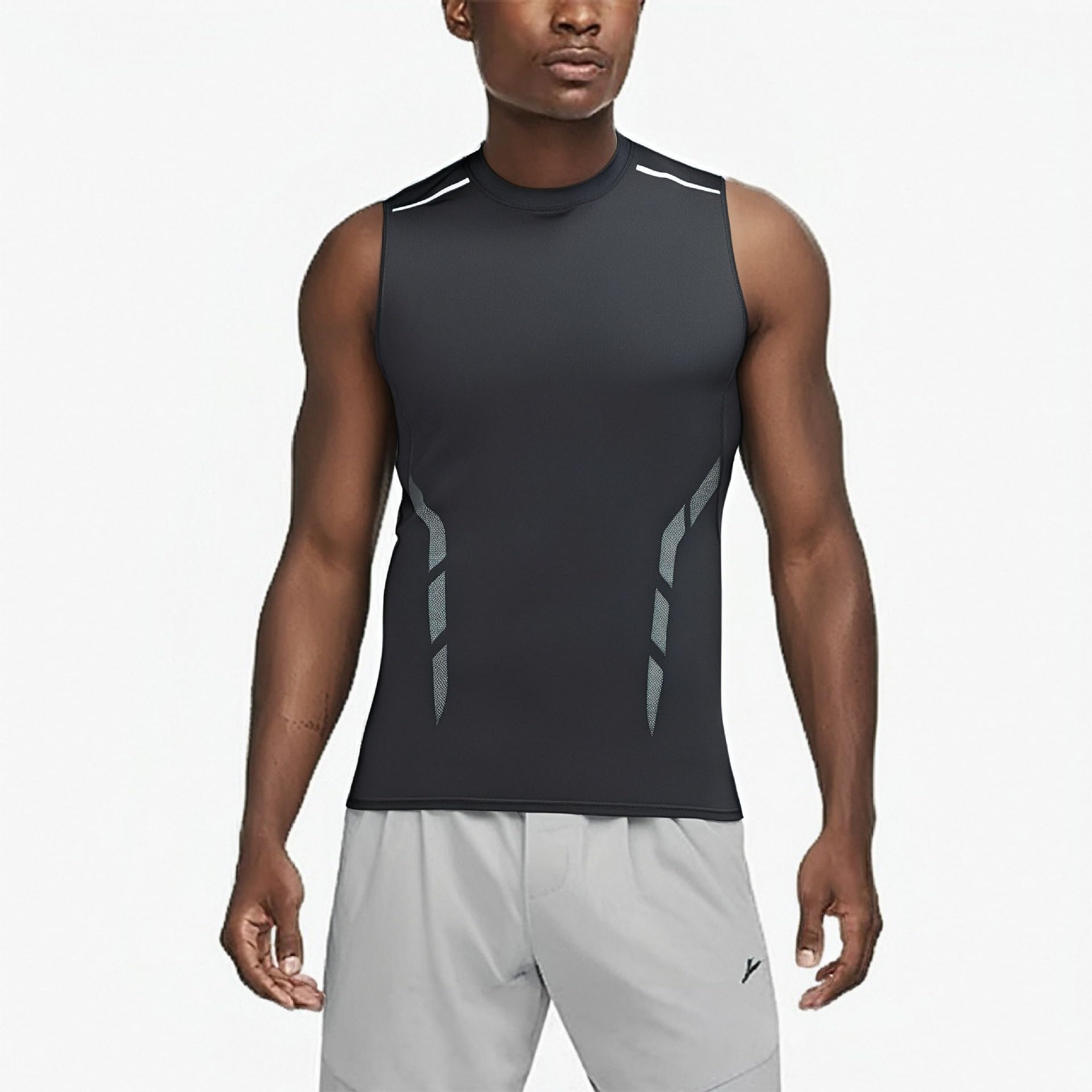 Débardeur de compression pour homme - Sans manches - Séchage rapide - Pour la course à pied, la gym, le cyclisme et l'entraînement